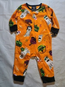 Baby Halloween Ghosts Fleece Union Suit Hyde & EEK! Boutique Orange Size 3-6M - Picture 1 of 6