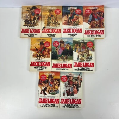 Lot of 9 Vintage Jake Logan John Slocum Cowboy Western Paperback Books 80-89 - Imagem 1 de 4