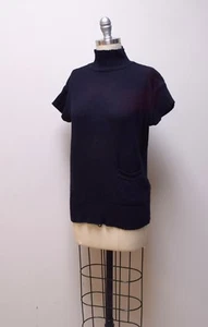 LIZ CLAIBORNE Petites Black Ramie Cotton Linen Turtleneck Sweater w Pocket ~S~ - Picture 1 of 5