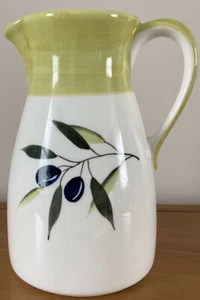 Pouring Pitcher, Large Size Hand Decorated With Black Olives. Stunning Piece - Picture 1 of 9