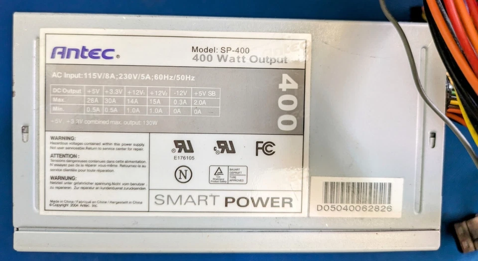 Antec Smart Power 400 Watt Power Supply SP-400 Dual Fan Design - Image 1 of 1