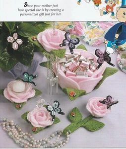 Muttertag Rosen Schale, Kerzenhalter, Pflanze Hecht + - Kunststoff Leinwand Muster NUR - Bild 1 von 2