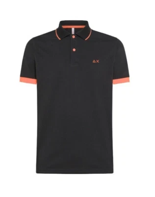 Polo Sun68 uomo Small stripes fluo A34120 11 nero piquet cotone fluo - Immagine 1 di 2