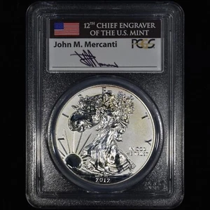 2012-S $1 REVERSE PROOF SILVER EAGLE ✪ PCGS PR-69 ✪ MERCANTI SIGNED COIN MINT - Picture 1 of 2