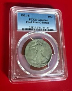 1921 S HALF DOLLAR PCGS G DETAILS GENUINE FILLED RIMS - Picture 1 of 2