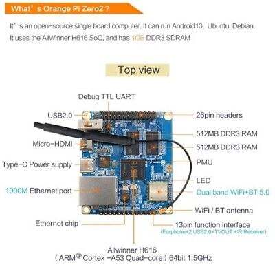 Orange Pi Zero 2 Board 1GB RAM Dual-band WIFI • 35£