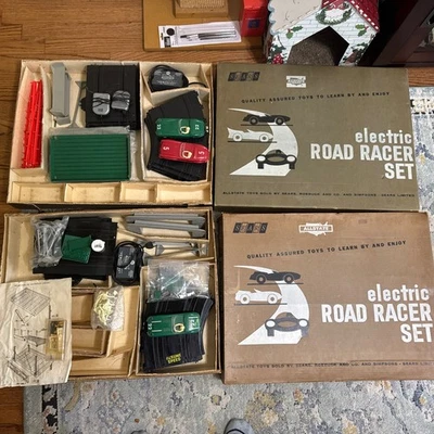 2 MARX Sears Allstate Vintage Road Racing Sets #9550 3 Cars Not Tested Parts VTG - Image 1 of 4