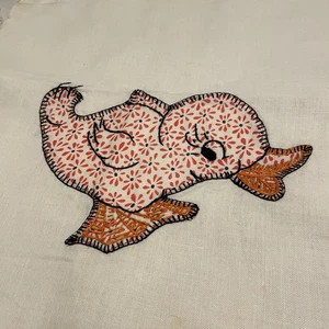 Vintage Embroidery Applique Sampler Orange Duck 11 x 11 - Picture 1 of 6