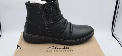 Clarks Caroline Orchid Boots Womens Size 7 Black Leather Ankle Zip Comfort - Image 1 of 4