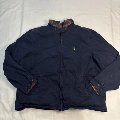VTG Polo Ralph Lauren Harrington Mens Jacket 3XLT Navy Blue Plaid Line Full zip - Image 1 of 4