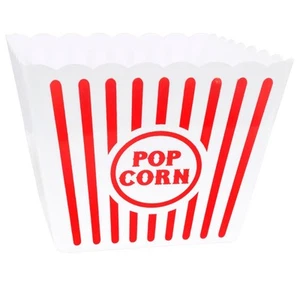 Juego de 2 contenedores clásicos de palomitas de maíz a rayas rojas y blancas de plástico - Imagen 1 de 2