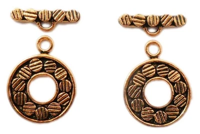 2 Set 20X21mm Bali ROUND Toggle Clasp Antique Copper Jewelry Making - Image 1 of 3