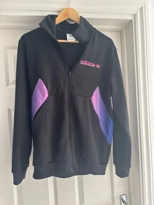 Men's Black Jacket Full Zip Adidas Cotton Blend Medium Long Sleeves Preowned - Picture 1 of 8