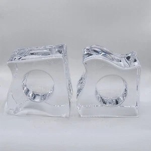 Orrefors Puzzle Crystal Votive Candle Holders by Helen Krantz Signed - Picture 1 of 10