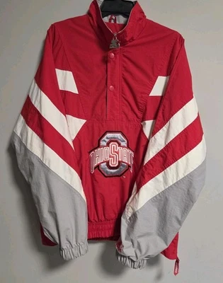 Jaqueta pulôver iniciante anos 90 Ohio State Buckeyes Teams meio zíper tamanho grande vintage - Imagem 1 de 4