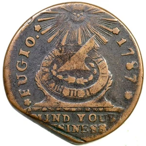 1787 4-E R-3 Clipped Fugio Cent Colonial Copper Coin - Bild 1 von 2
