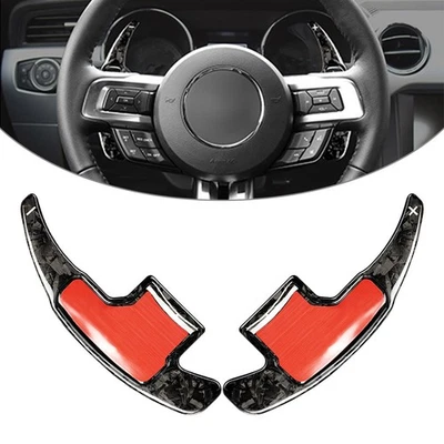 Carbon Fiber Steering Wheel Paddle Shifter Extension Fit Ford Mustang 2015-2021 - Image 1 of 4