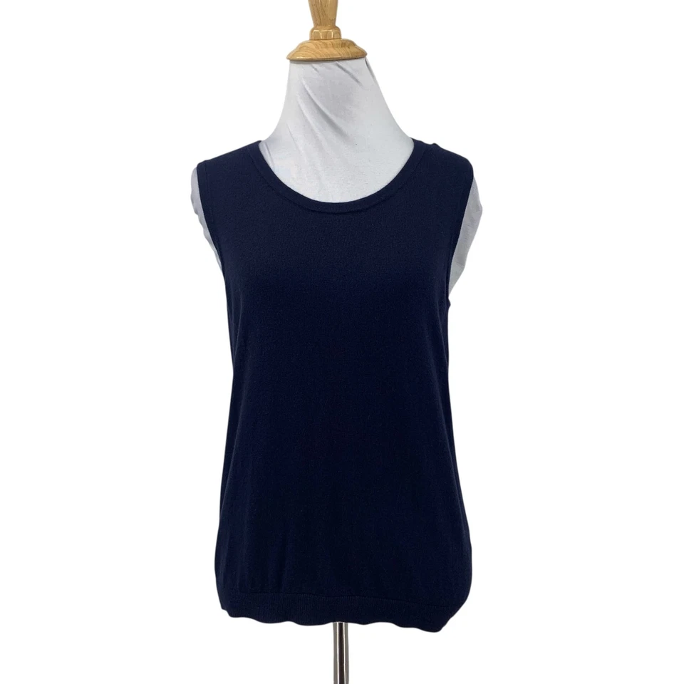 Talbots Tank Top Womes M Medium Navy Blue Cashmere Blend Sleeveless Knitted - Image 1 of 4