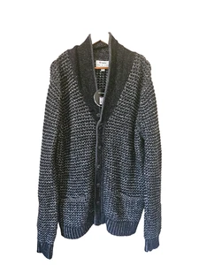 Neiman Marcus Rag & Bone Mens Sweater Tweed Black & Gray Button Down Size XL - Picture 1 of 6
