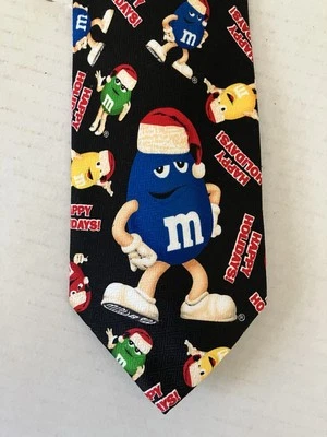 Corbata para hombre M&M poliéster caramelo personajes Papá Noel sombreros felices fiestas 58" Foto 1 de 4