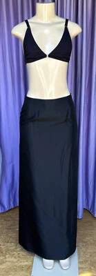 Maxi Falda Vintage LAUNDRY Acetato Negro Talla 6 *defectos Foto 1 de 4