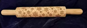 Ciroa 10 Inch Rolling Pin Wood - Snowflake Design on Dough - Picture 1 of 8