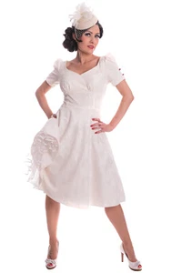 50s rockabilly SWING Petticoat Kleid Brautkleid Hochzeitskleid creme - Picture 1 of 12