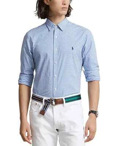 Camisa Polo Ralph Lauren Calce Ajustado Manga Larga Popelina Abotonada $125 Pequeña - Imagen 1 de 9
