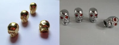 bouchon Argent dorée Crâne yeux Rouge Voiture Vélo Moto Roue Pneu Valve air tête