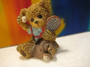 Süßer Tennisspieler Teddybär Gussharz Figur Cornerstone Creations - Bild 1 von 5