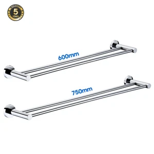 Decaura Double Towel Rail Rack Round 600/750mm 304 Stainless Steel Chrome Set - Picture 1 of 5