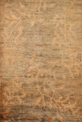 Nature Print Brown Moroccan Transitional Area Rug 5'x7' Jute Hand-knotted Carpet - Image 1 of 4