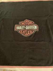 Harley-Davidson Motorcycle themed Black and Pink Baby Blanket Receiving Blanket - Picture 1 of 7