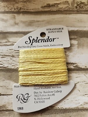 Rainbow Gallery Splendor Medium Yellow 908  100% Silk 8 Yards Needlework - Image 1 of 3