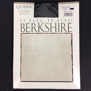 Berkshire Pantyhose Queen Petite Fantasy Black Control Top Sandalfoot Style 4411 - Picture 1 of 4