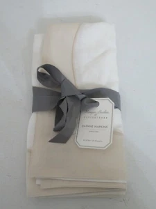 POTTERY BARN MONIQUE LHUILLIER DAPHNE BLUSH LINEN/ COTTON NAPKIN SET 2 NEW - Picture 1 of 2