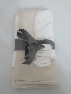POTTERY BARN MONIQUE LHUILLIER DAPHNE BLUSH LINEN/ COTTON NAPKIN SET  2 NEW - Image 1 of 2