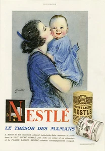 "Farine lactée NESTLE" Annonce originale entoilée L'ILLUSTRATION 1928 (BARRIBAL) - Picture 1 of 1