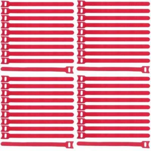 40 Klett-Kabelbinder 200 x 25 mm rot wiederverwendbar Klettband Kabelklettband - Picture 1 of 7