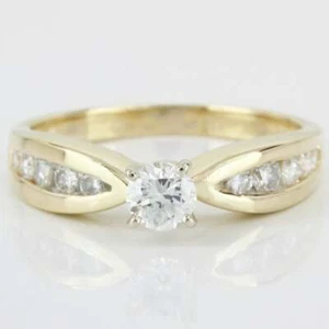 Vintage 14K Yellow Gold Solitaire Diamond Bridal Engagement / Anniversary Ring - Picture 1 of 5