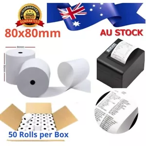 BIG SALE - 50 Rolls 80x80mm Thermal Paper Receipt Roll, Melbourne Metro Only - Picture 1 of 6