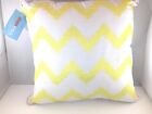 Teen Vogue Decorative Pillow White Yellow Zig Zag & Pink Piping 18 x 18 inches