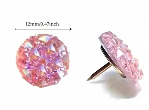 LOT OF 30 PINK BLING CRYSTAL JEWELED PUSH PINS THUMB TACKS FOR CORK BOARD - Picture 1 of 2