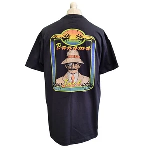Vintage Single Stitch T Shirt Tourist Panama Jack 90s Black XL Men's - Picture 1 of 8