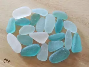 Echtes Seeglas blau weiß lange Form mittelgroß bis groß aus Japan 21462 - Bild 1 von 5
