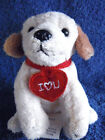 *1909b*  White & brown puppy Dog with heart medal - Target - plush - 11cm