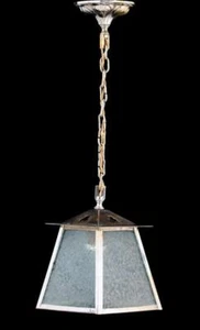 Vintage Retro Lamp Sconce ceiling light Hammered glass & chrome metal from 70´s - Picture 1 of 10