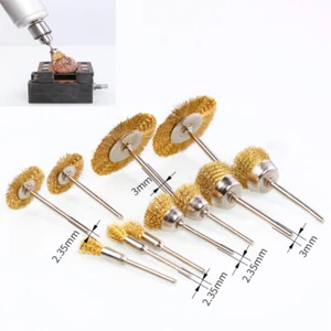 Brass Wire Brush Rust Removal Brushes Clean Surface Flat Cup 2.35mm / 3mm Shank - Picture 1 of 12