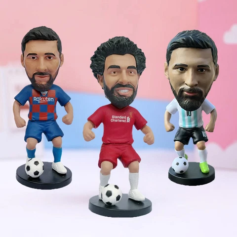 Mohamed Salah FIgure Statue Lionel Messi Bobblehead Doll Barcelona Toy Figurine Cover