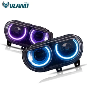 VLAND RGB Dual Beam Headlights For Dodge Challenger 2008-2014 W/Sequential LH+RH - Bild 1 von 12
